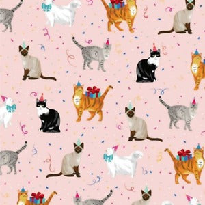 JILLSON & ROBERTS WRAPPING PAPER SHEET, FESTIVE FELINES - SET OF 2